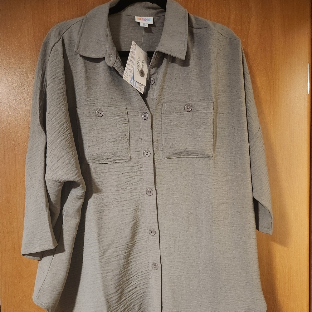 Gray Button-Up Shirt